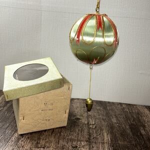 Vintage Christmas Pull String Musical Ball Ornament Japan 5”